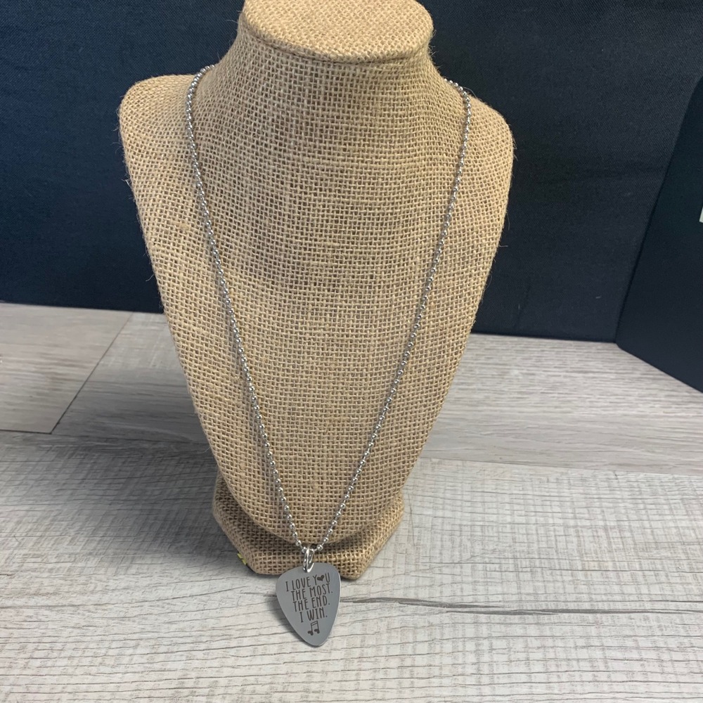 I Love You The Most The End I Win Guitar Pick Pendant Ball Chain Necklace 24"